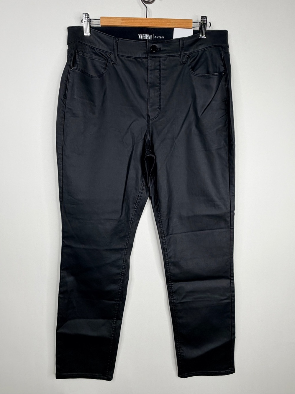 White House Black Market Black Straight-Leg Coated Pants